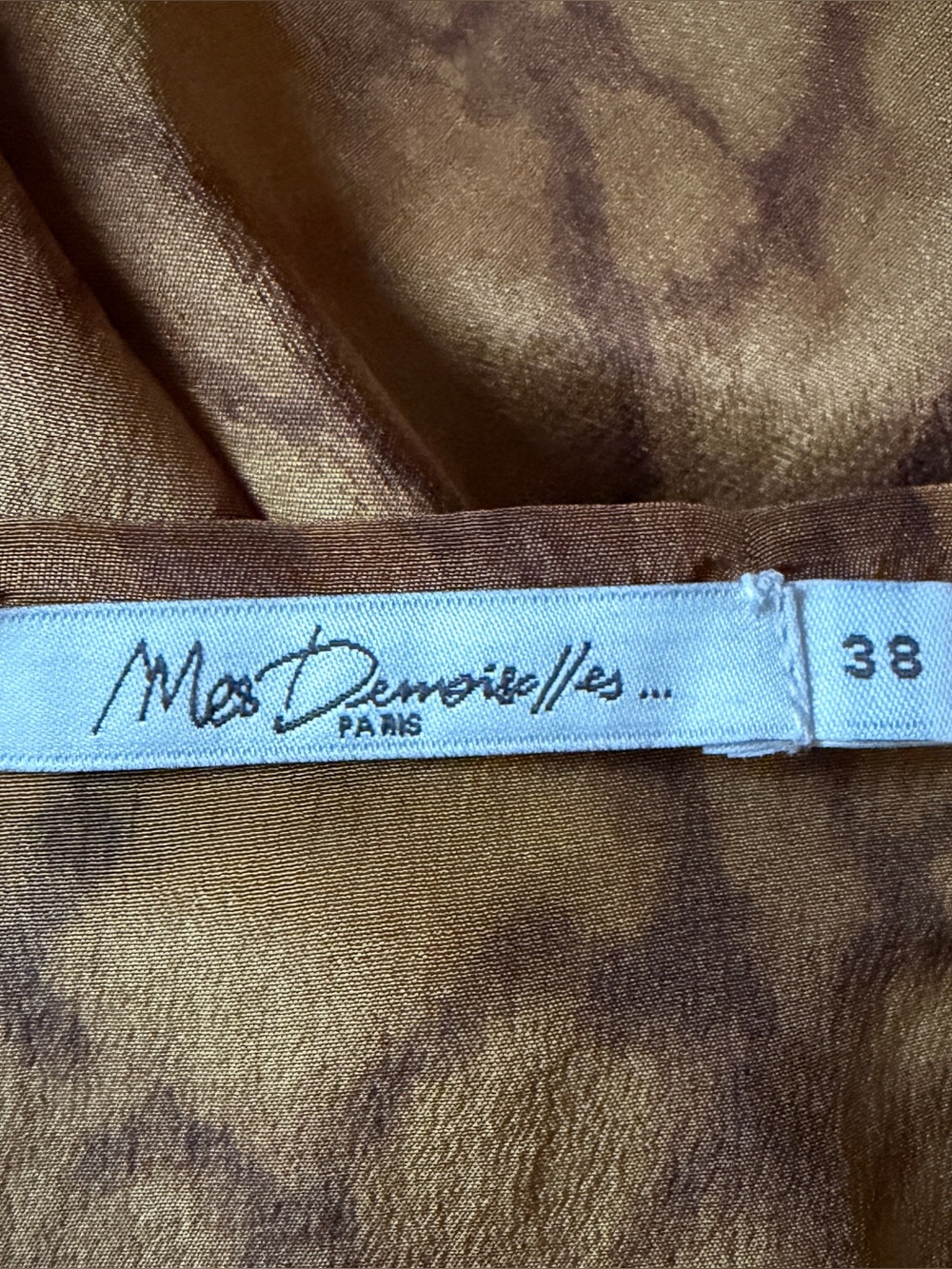 Mes Demoiselles Marbella Silk Mini Dress Sz 6 US 38 Brown Abstract Strappy*E3 - Picture 7 of 8